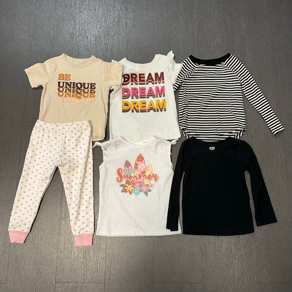 Lot of 6 3T Toddler Girl Clothing Bundle 5 tops 1 pair of pajama pants - Picture 2 of 10